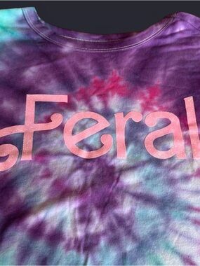 Tie-Dye 'Feral' Graphic Tee in Purple and Aqua